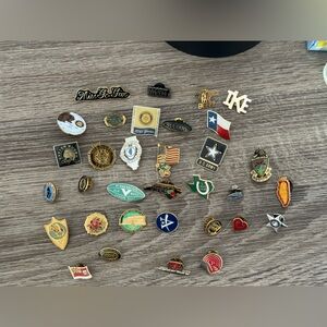 33 vintage antique push pins flags states army hearts unique gold colorful